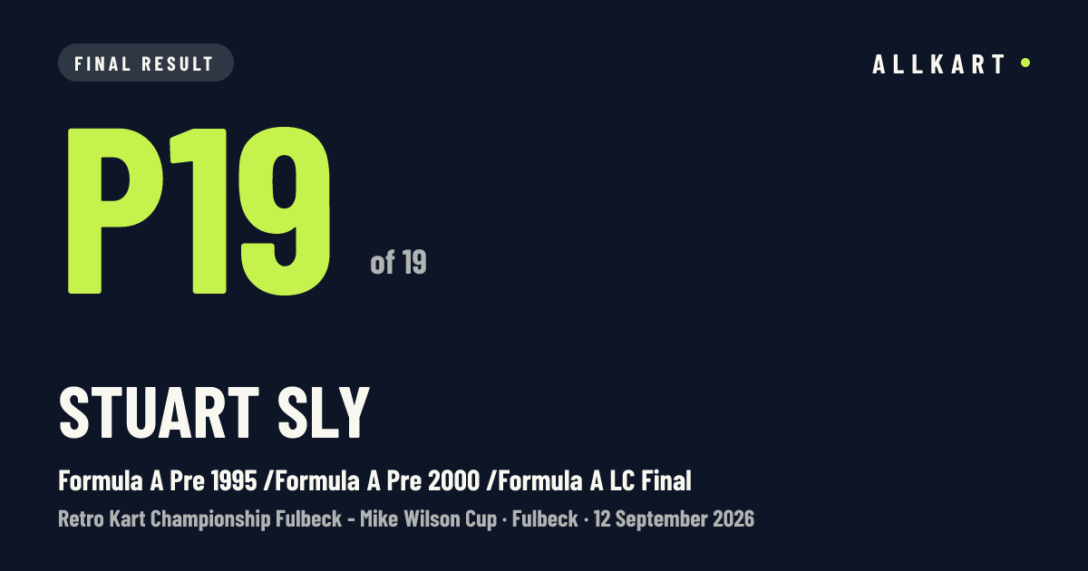 Stuart Sly: P19 of 19 in Formula A Pre 1995 /Formula A Pre 2000 /Formula A LC Final at Fulbeck