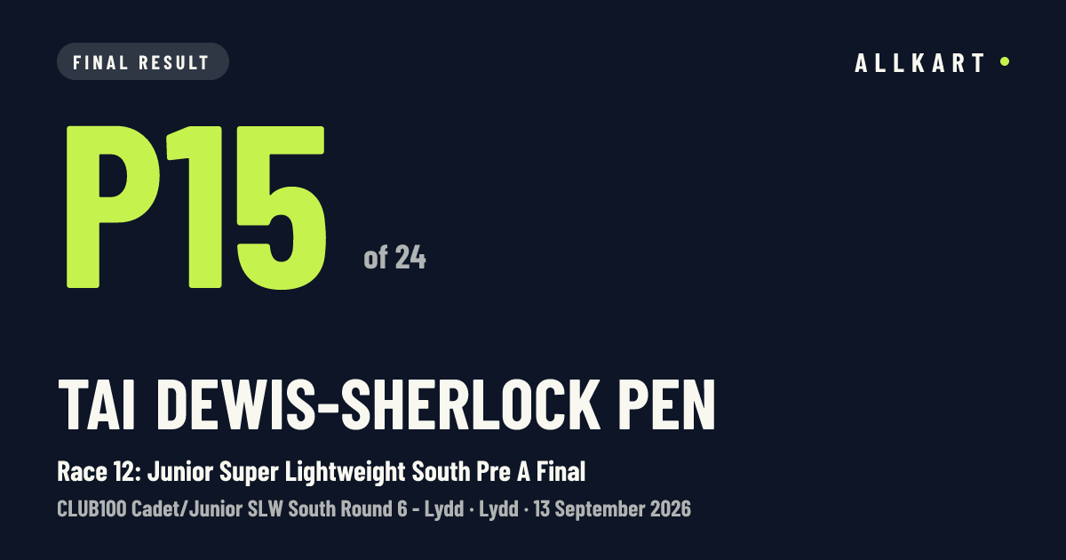 Tai Dewis-sherlock pen: P15 of 24 in Race 12: Junior Super Lightweight South Pre A Final at Lydd