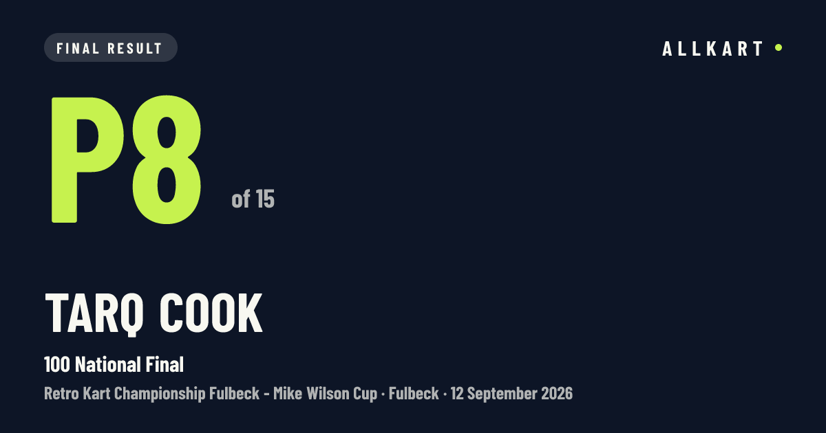 Tarq Cook: P8 of 15 in 100 National Final at Fulbeck