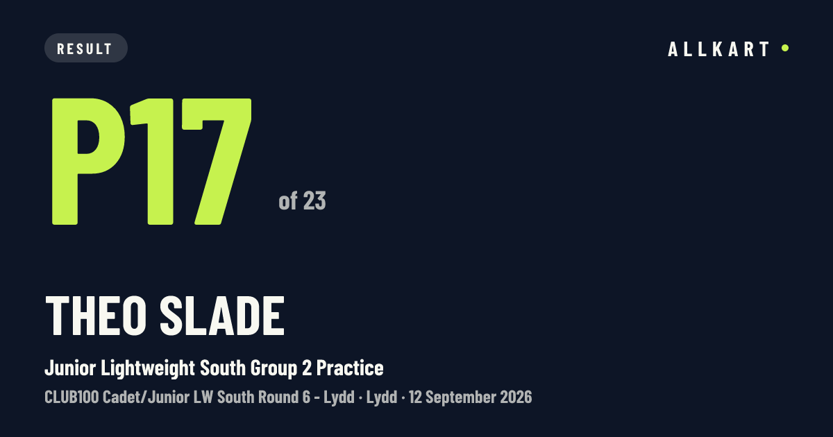 Theo Slade: P17 of 23 in Junior Lightweight South Group 2 Practice at Lydd