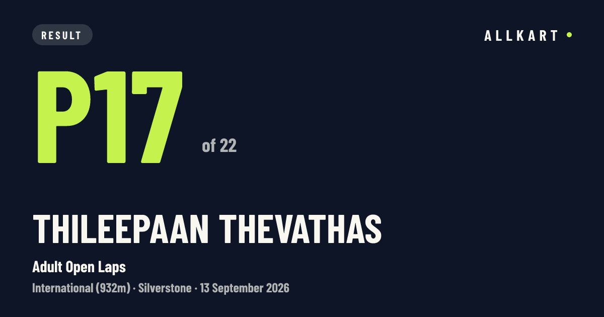 Thileepaan Thevathas: P17 of 22 in Adult Open Laps at Silverstone
