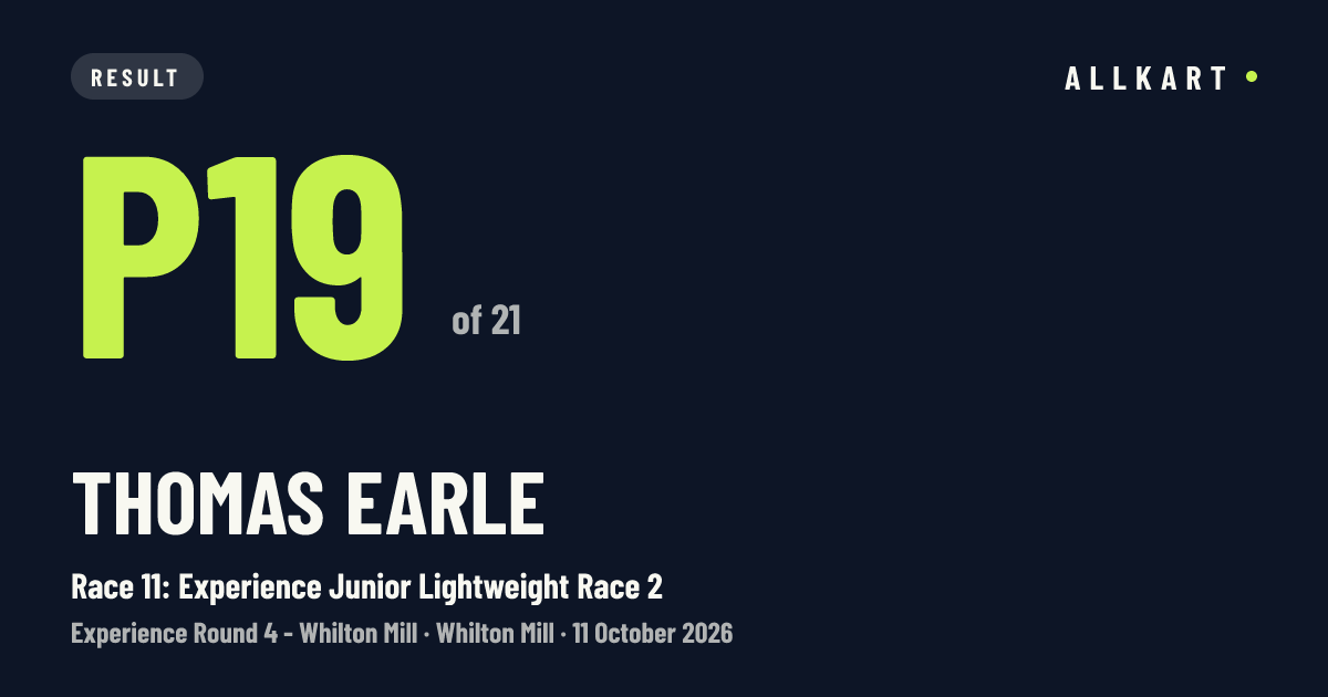 Thomas Earle: P19 of 21 in Race 11: Experience Junior Lightweight Race 2 at Whilton Mill
