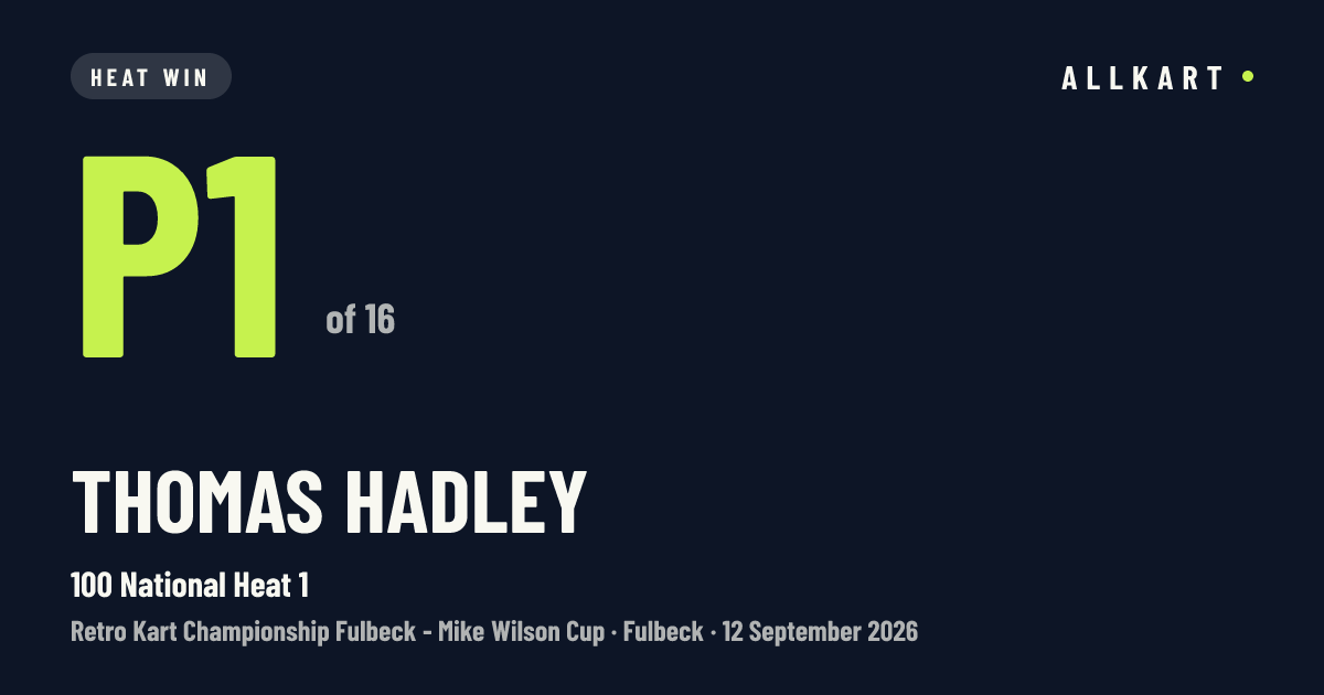 Thomas Hadley: P1 of 16 in 100 National Heat 1 at Fulbeck