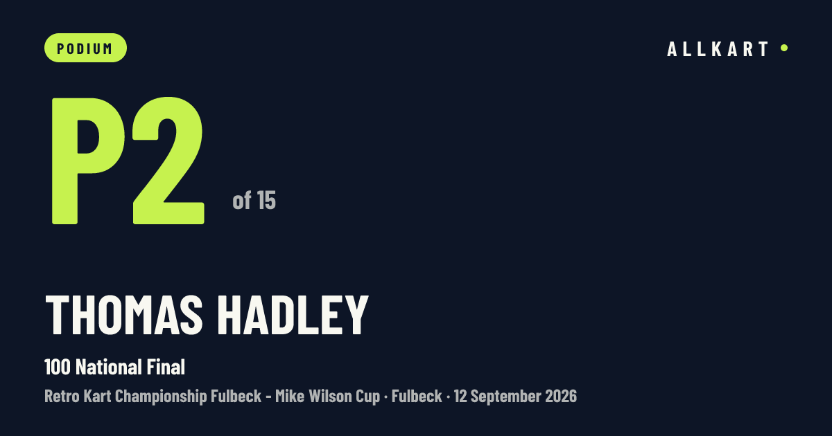 Thomas Hadley: P2 of 15 in 100 National Final at Fulbeck