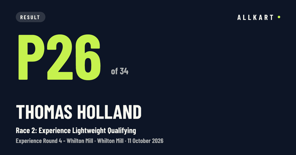 Thomas Holland: P26 of 34 in Race 2: Experience Lightweight Qualifying at Whilton Mill