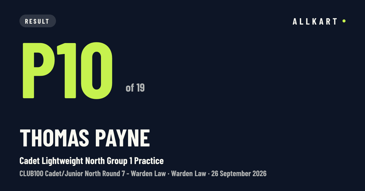 Thomas Payne: P10 of 19 in Cadet Lightweight North Group 1 Practice at Warden Law