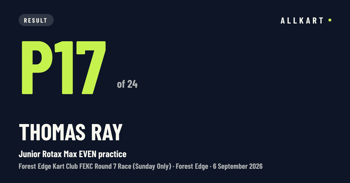 Thomas Ray: P17 of 24 in Junior Rotax Max EVEN practice at Forest Edge