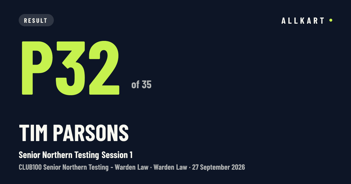 Tim Parsons: P32 of 35 in Senior Northern Testing Session 1 at Warden Law
