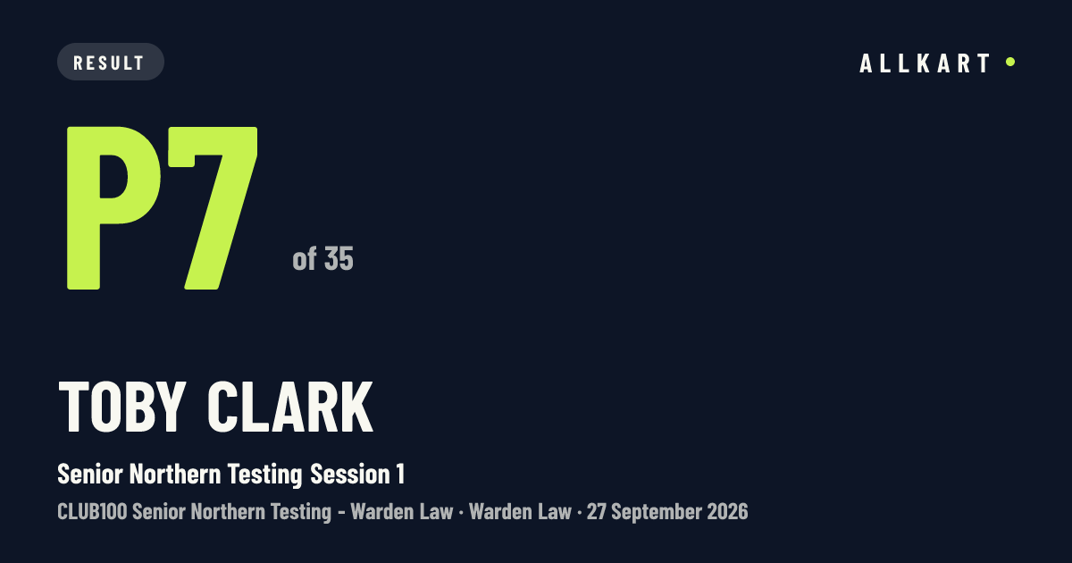 Toby Clark: P7 of 35 in Senior Northern Testing Session 1 at Warden Law