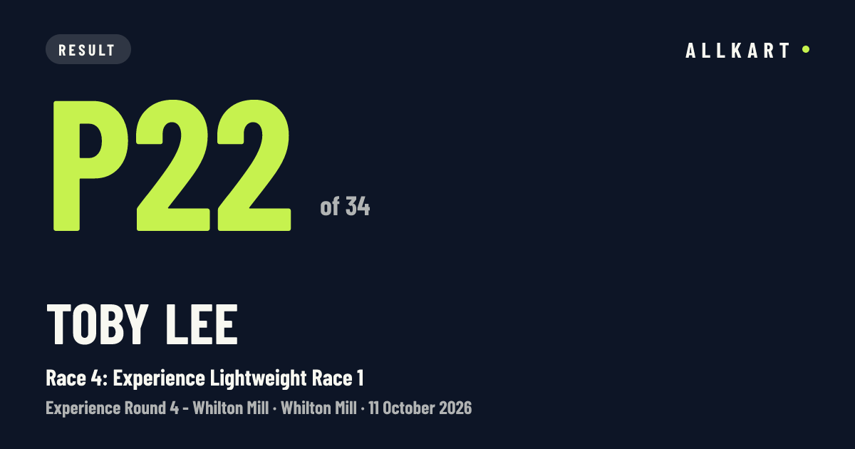 Toby Lee: P22 of 34 in Race 4: Experience Lightweight Race 1 at Whilton Mill