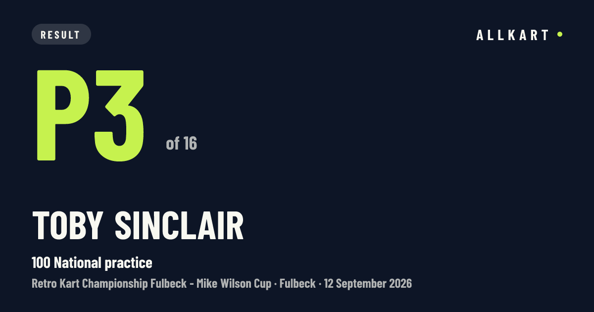 Toby Sinclair: P3 of 16 in 100 National practice at Fulbeck