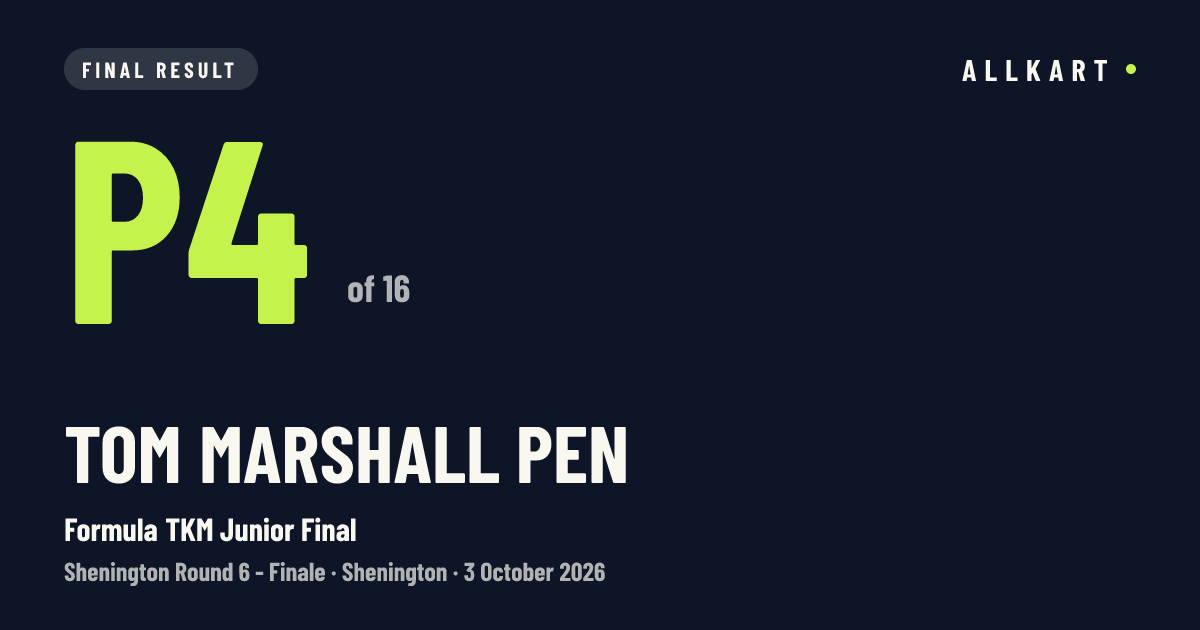 TOM MARSHALL pen: P4 of 16 in Formula TKM Junior Final at Shenington