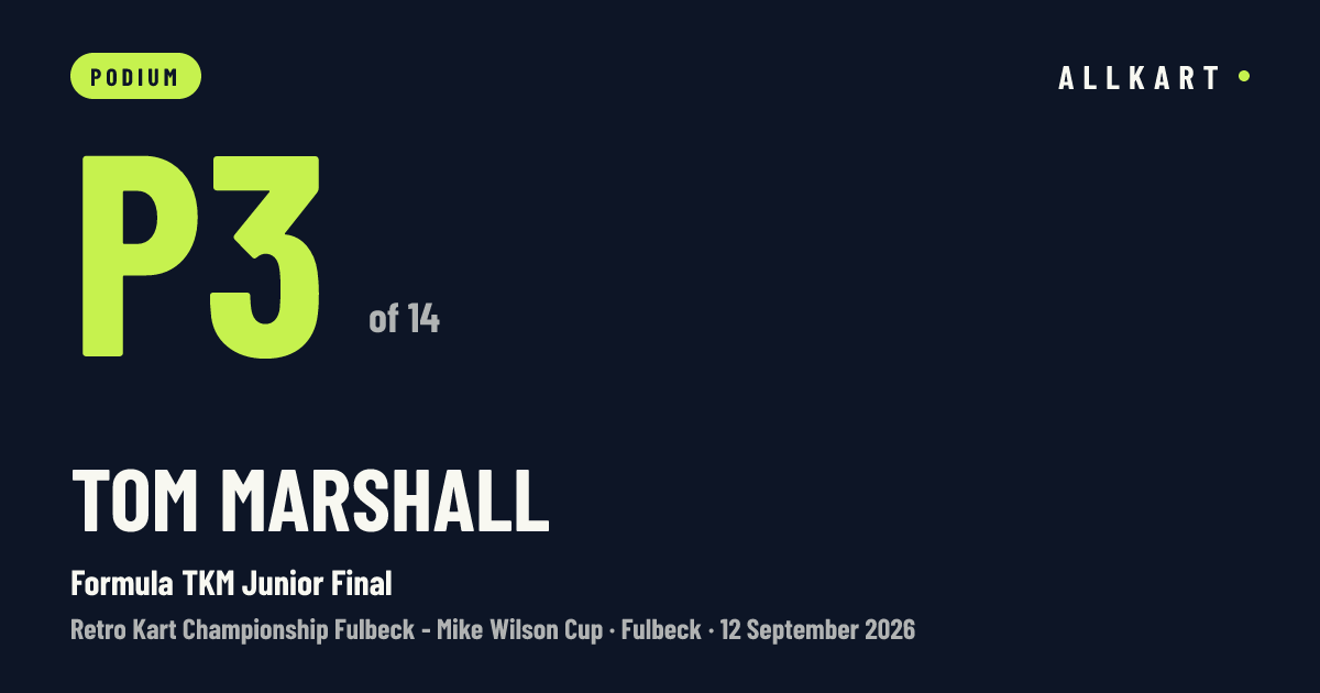 Tom Marshall: P3 of 14 in Formula TKM Junior Final at Fulbeck