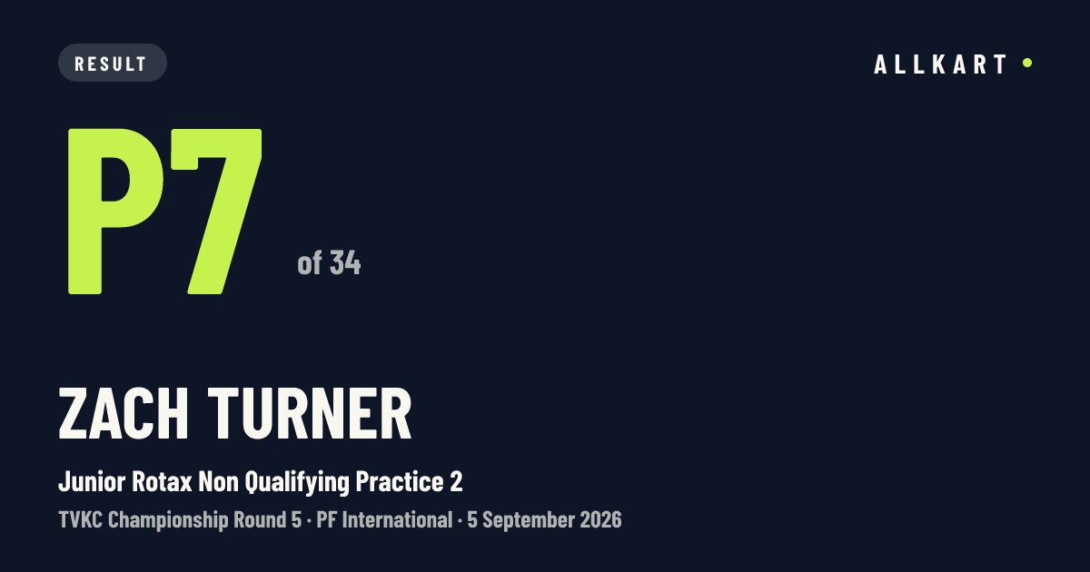 Zach Turner: P7 of 34 in Junior Rotax Non Qualifying Practice 2 at PF International