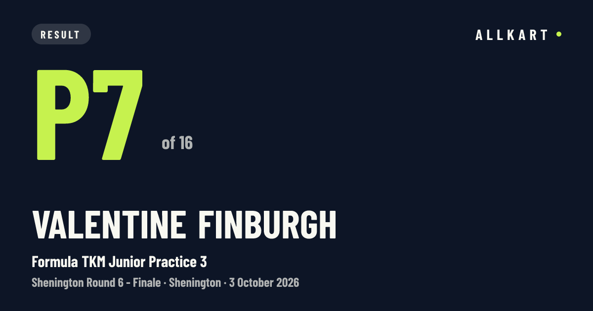 Valentine Finburgh: P7 of 16 in Formula TKM Junior Practice 3 at Shenington