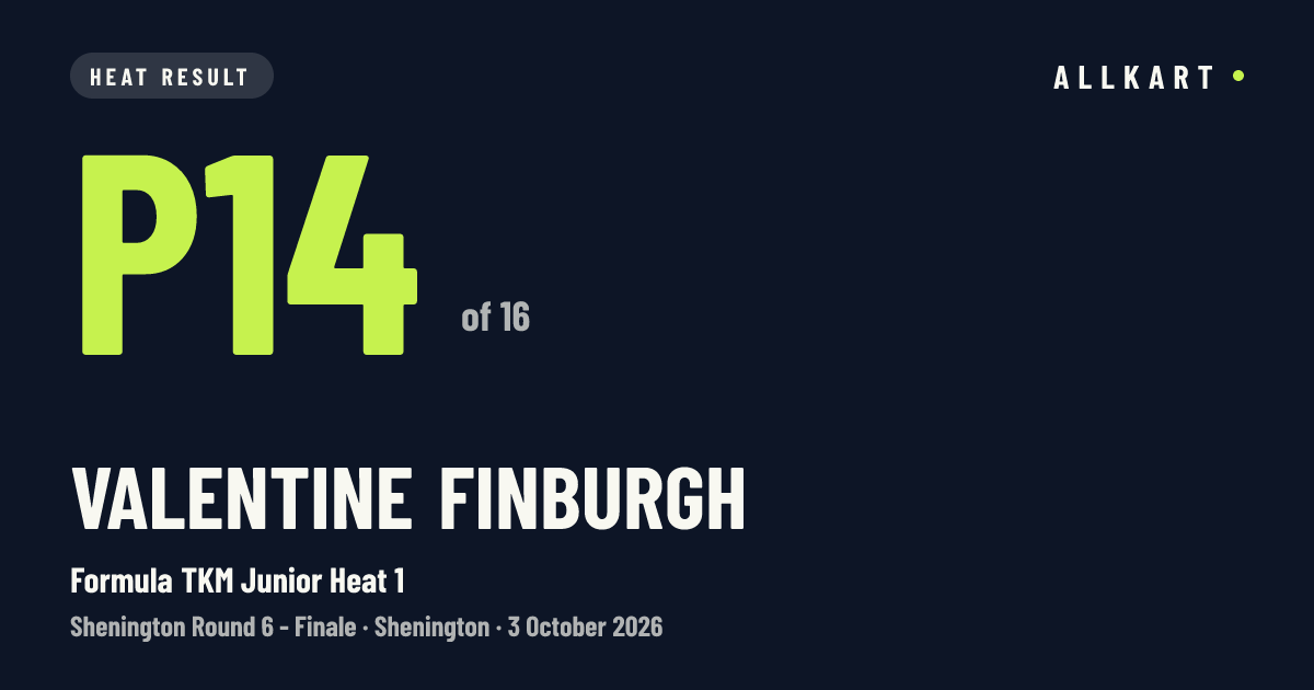 Valentine Finburgh: P14 of 16 in Formula TKM Junior Heat 1 at Shenington