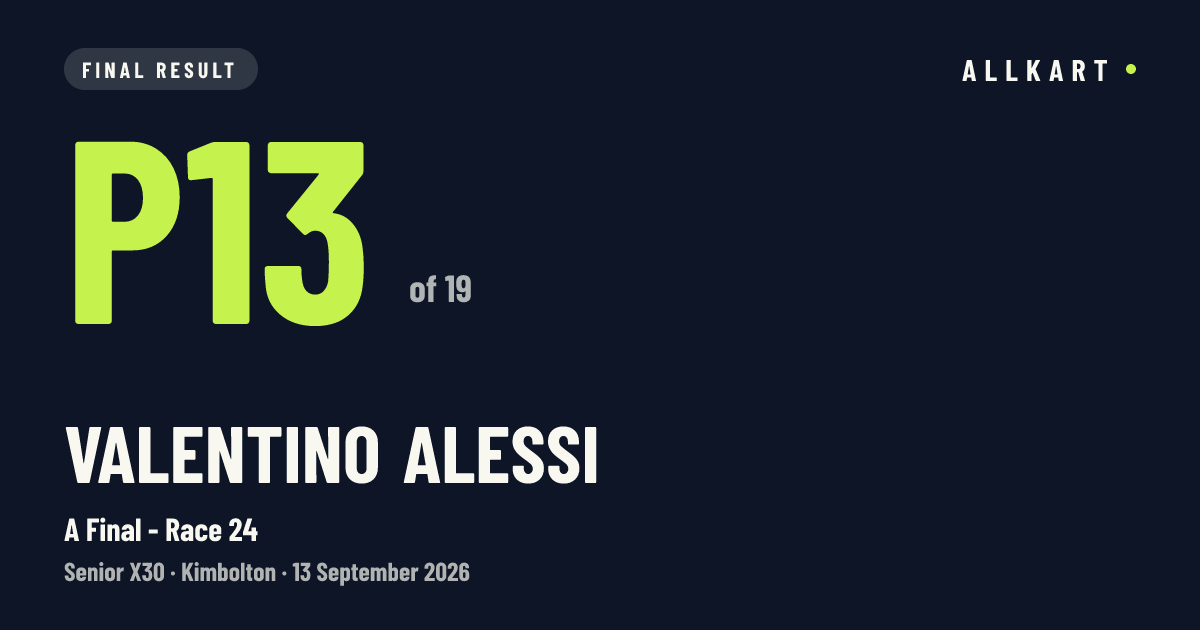 Valentino ALESSI: P13 of 19 in A Final - Race 24 at Kimbolton