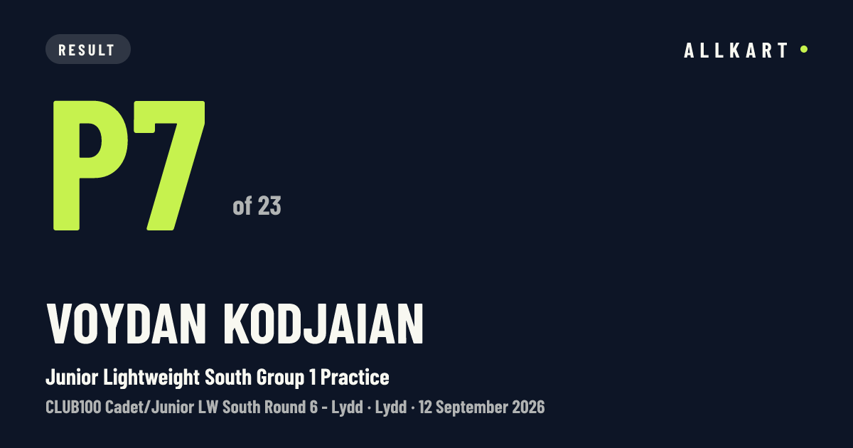 Voydan Kodjaian: P7 of 23 in Junior Lightweight South Group 1 Practice at Lydd