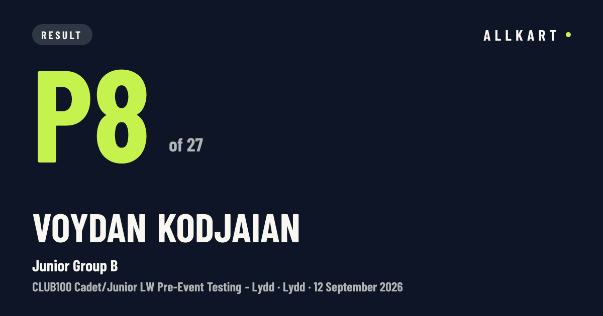 Voydan Kodjaian: P8 of 27 in Junior Group B at Lydd