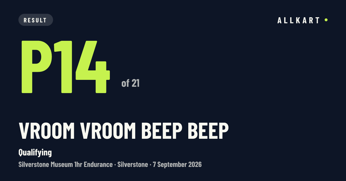 Vroom Vroom Beep Beep: P14 of 21 in Qualifying at Silverstone