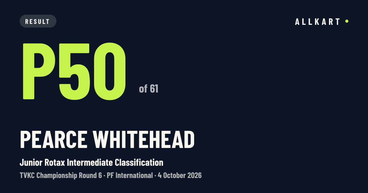 Pearce Whitehead: P50 of 61 in Junior Rotax Intermediate Classification at PF International