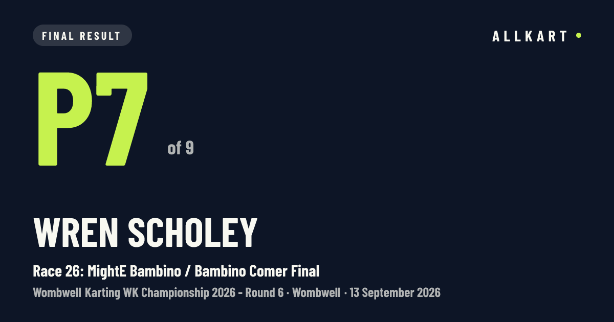 Wren Scholey: P7 of 9 in Race 26: MightE Bambino / Bambino Comer Final at Wombwell