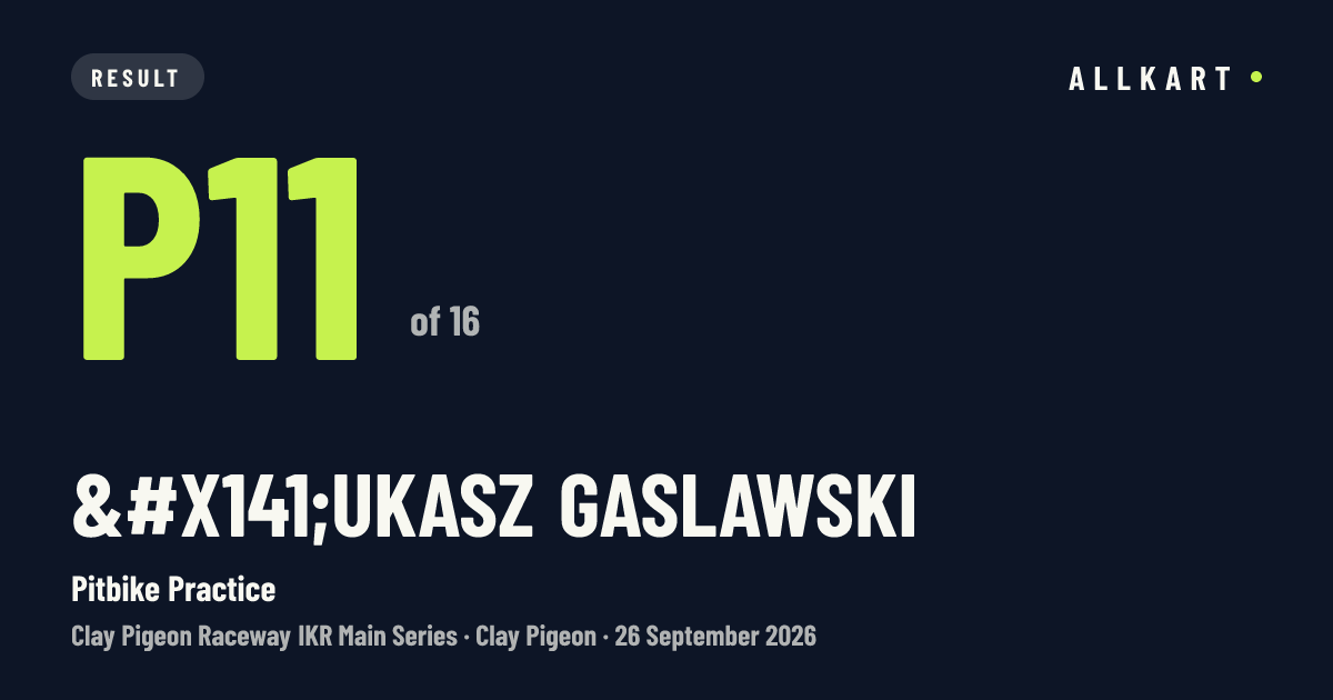Łukasz Gaslawski: P11 of 16 in Pitbike Practice at Clay Pigeon