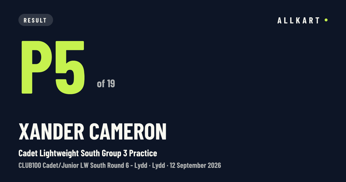 Xander Cameron: P5 of 19 in Cadet Lightweight South Group 3 Practice at Lydd