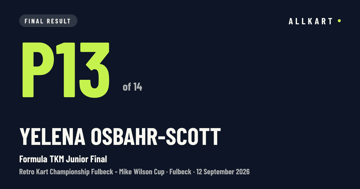 Yelena Osbahr-Scott: P13 of 14 in Formula TKM Junior Final at Fulbeck