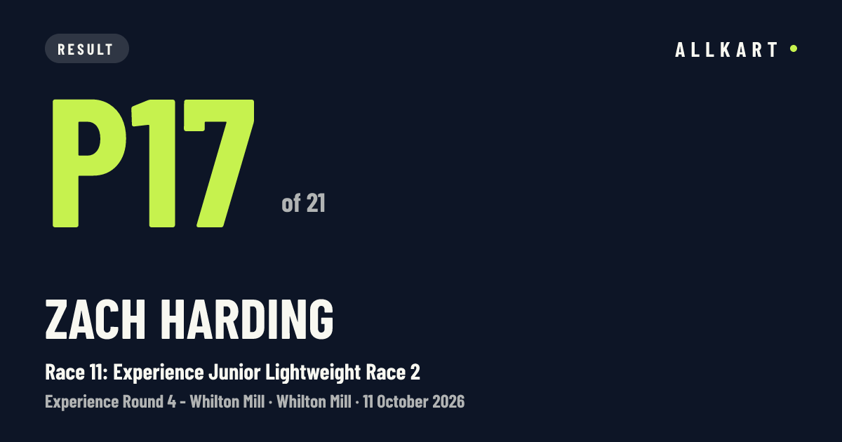 Zach Harding: P17 of 21 in Race 11: Experience Junior Lightweight Race 2 at Whilton Mill