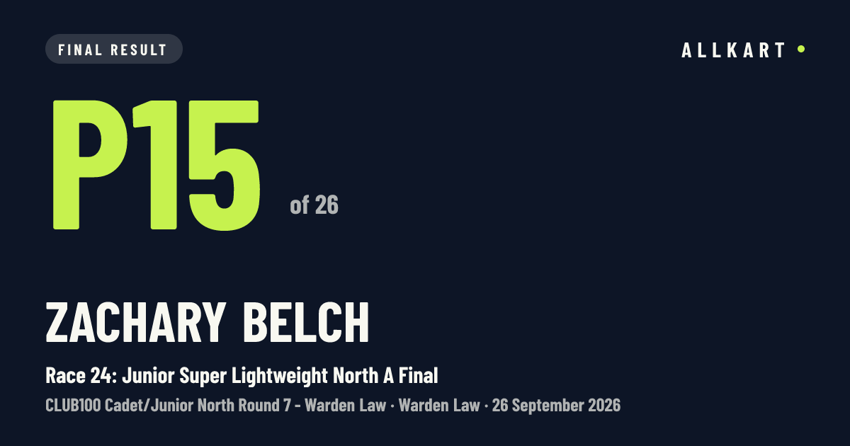 Zachary Belch: P15 of 26 in Race 24: Junior Super Lightweight North A Final at Warden Law