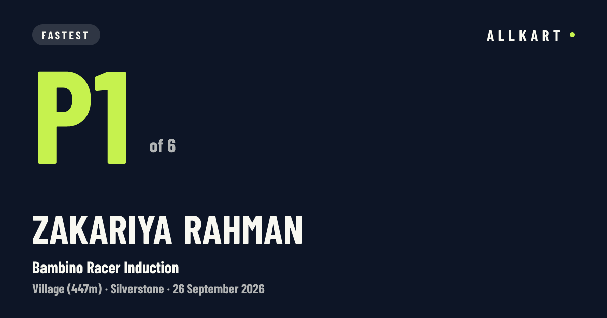 Zakariya Rahman: P1 of 6 in Bambino Racer Induction at Silverstone